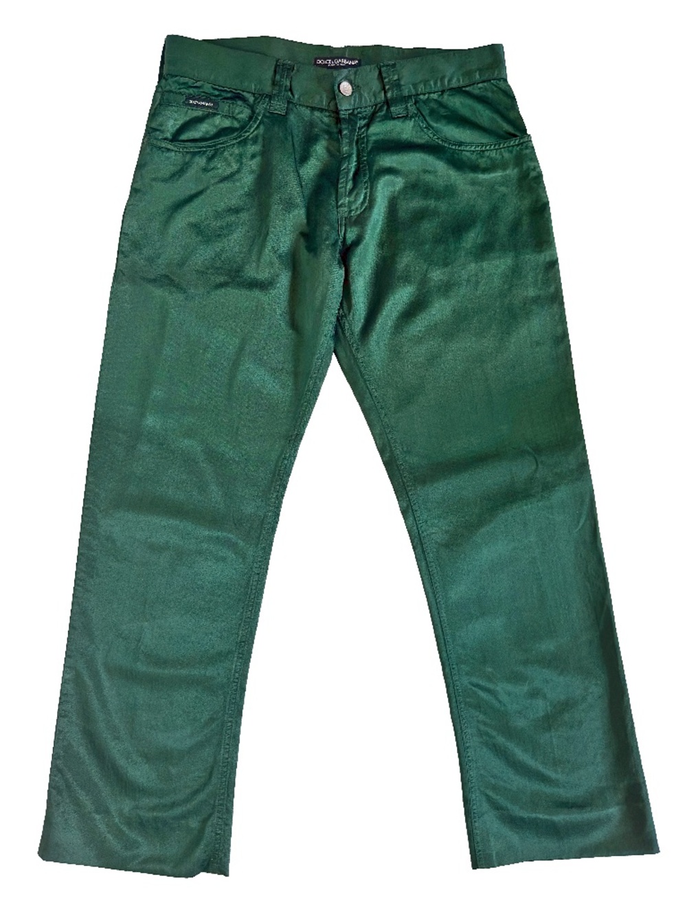 Dolce & Gabbana Green Iridescent Cotton Viscose Pants 32